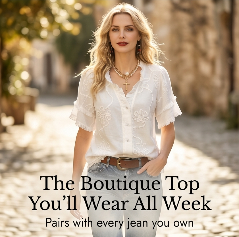 Florenza™ – Embroidered Ruffle Blouse