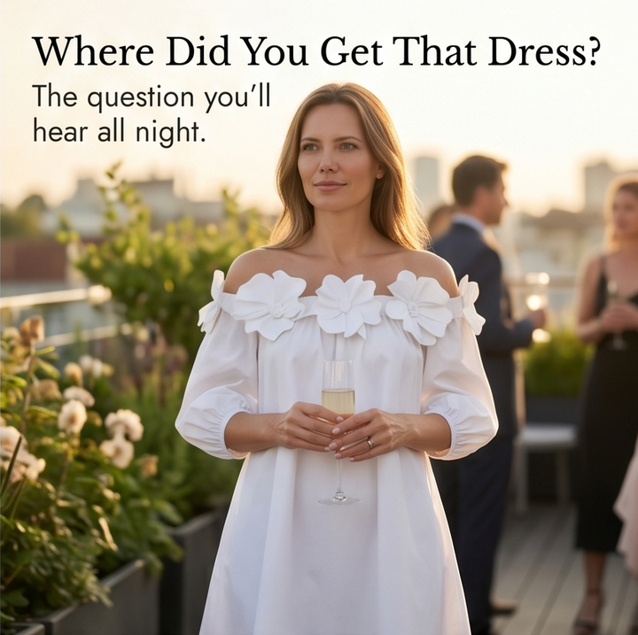 Florenza™ – Sculpted Rose Off-Shoulder Dress