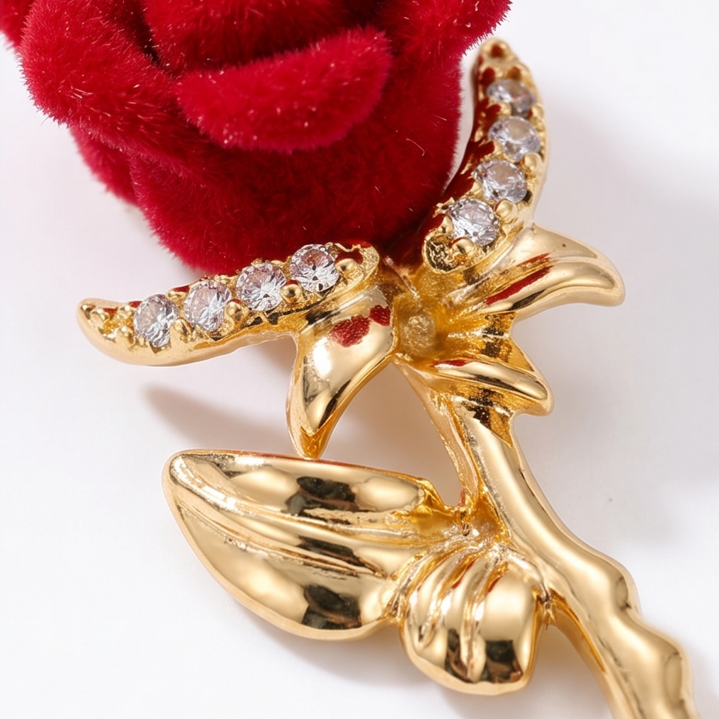Florevia™ – Velvet Rose Pendant Necklace