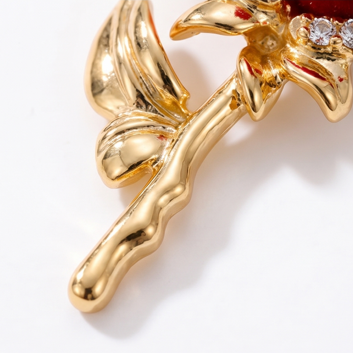 Florevia™ – Velvet Rose Pendant Necklace
