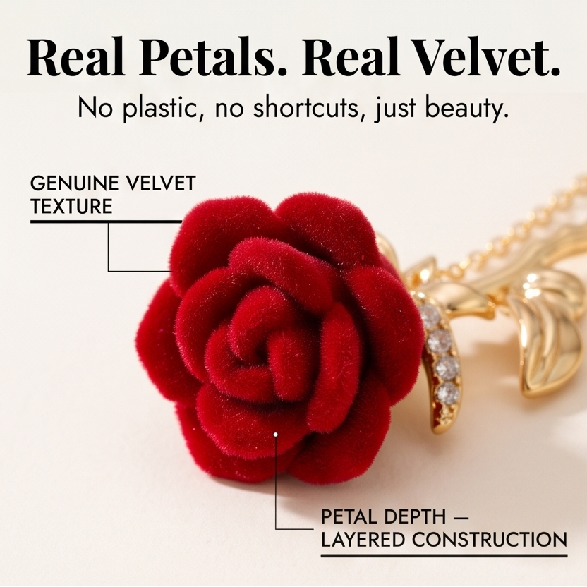 Florevia™ – Velvet Rose Pendant Necklace