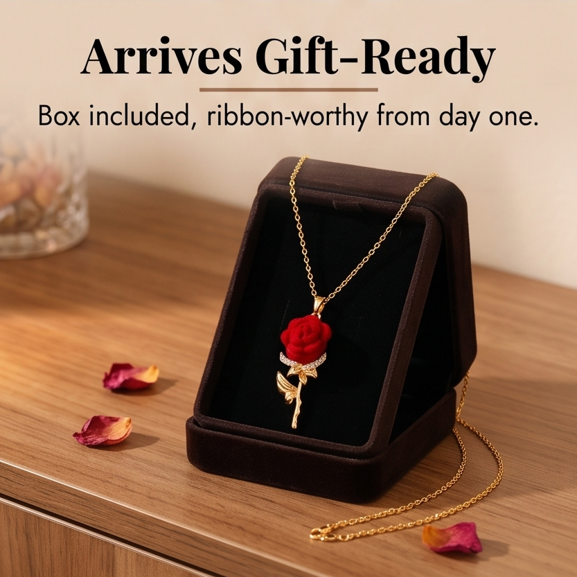 Florevia™ – Velvet Rose Pendant Necklace