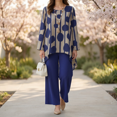 Vivelyn™ – Bold Print High-Low Tunic & Wide-Leg Pants Set
