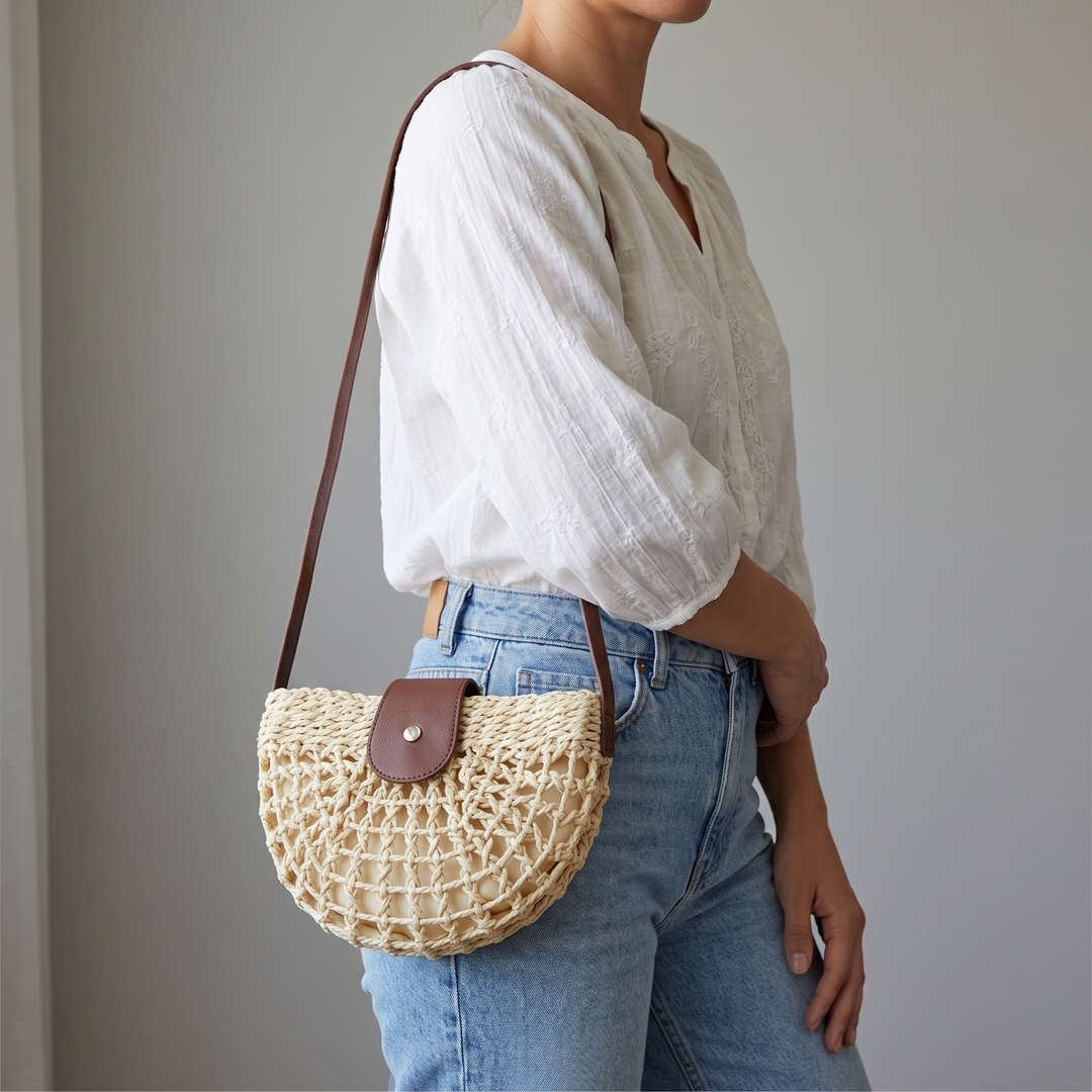 Boheme™ - Woven Straw Crossbody Bag for Effortless Summer Style