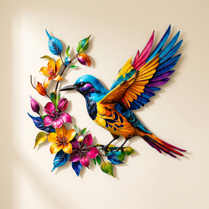 Bloomfinch™ – Hand-Painted Metal Hummingbird Wall Art