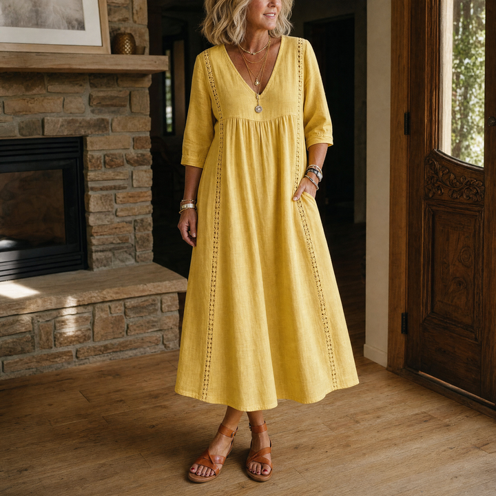 Virella™ – Relaxed Midi Dress with Pockets