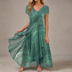 Osyla™ - Flowing Marbled Midi Dress for Special Occasions
