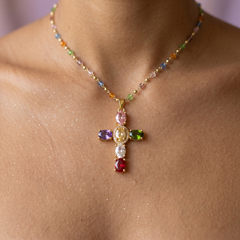 Lumora™ – Rainbow Cross Pendant Necklace