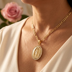Aluminé™ – Virgen de Guadalupe Gold Medallion Necklace