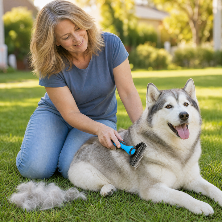 Furmela™ – Double-Sided Dematting Brush for Shedding Dogs