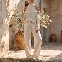 Alessia™ – Cold-Shoulder Knit & Wide-Leg Set