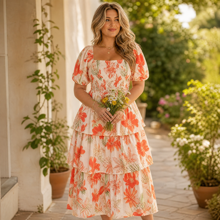 Florenza™ – Smocked Square-Neck Floral Maxi
