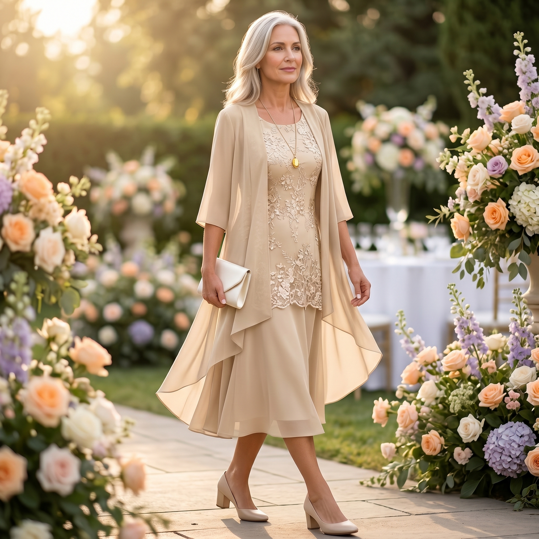 Florenza™ – Elegant Lace and Chiffon Dress Set