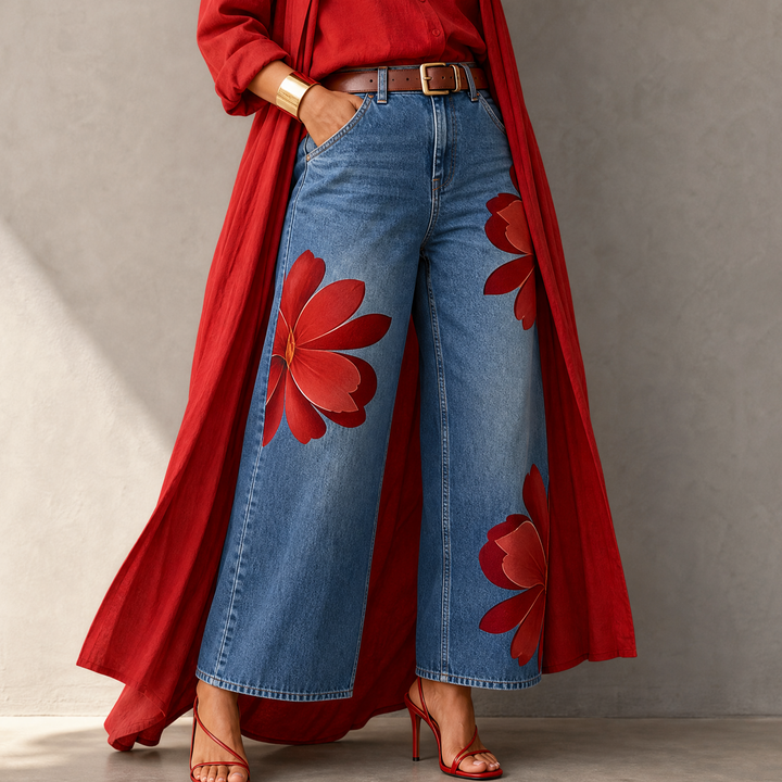 Florenza™ – Bold Floral Wide Leg Jeans