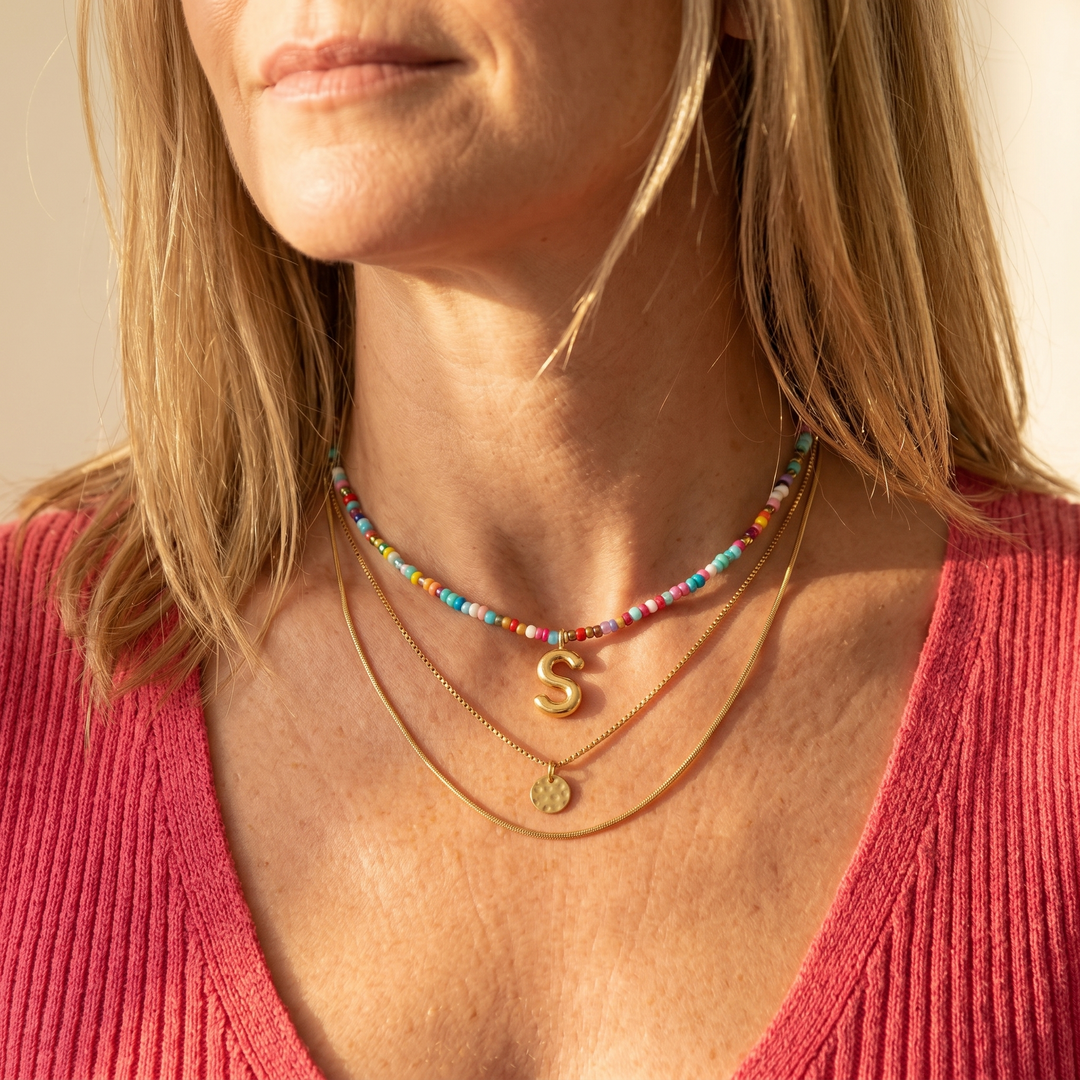 Liora™ Colorful Beaded Initial Necklace