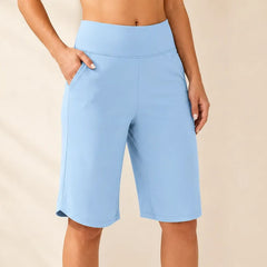 Brisella – Knee Length Wide Leg Cooling Shorts with Pockets for Women