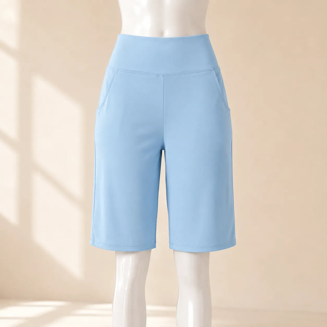 Brisella – Knee Length Wide Leg Cooling Shorts with Pockets for Women