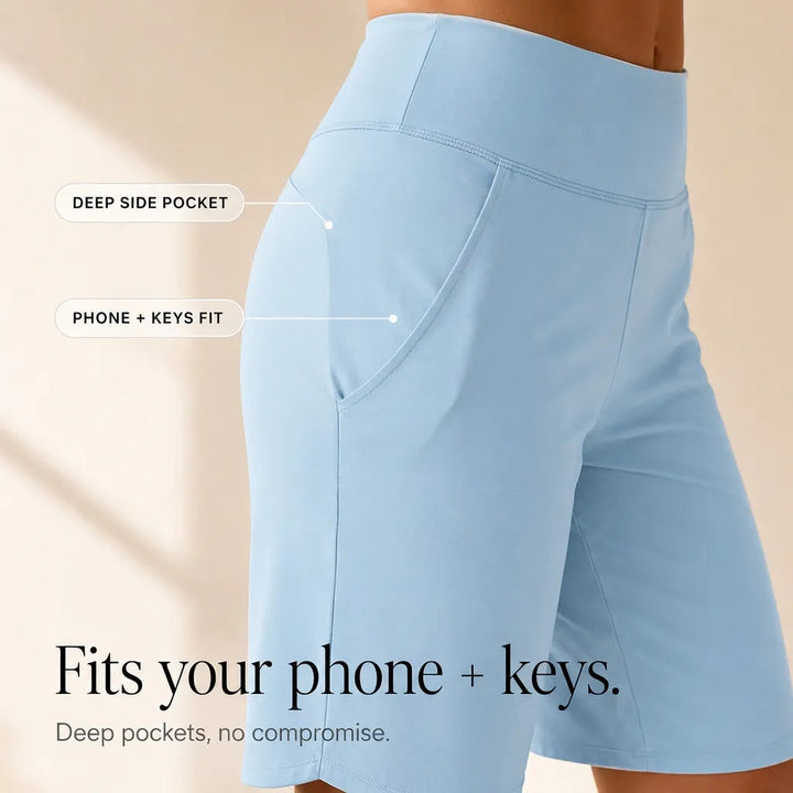 Brisella – Knee Length Wide Leg Cooling Shorts with Pockets for Women