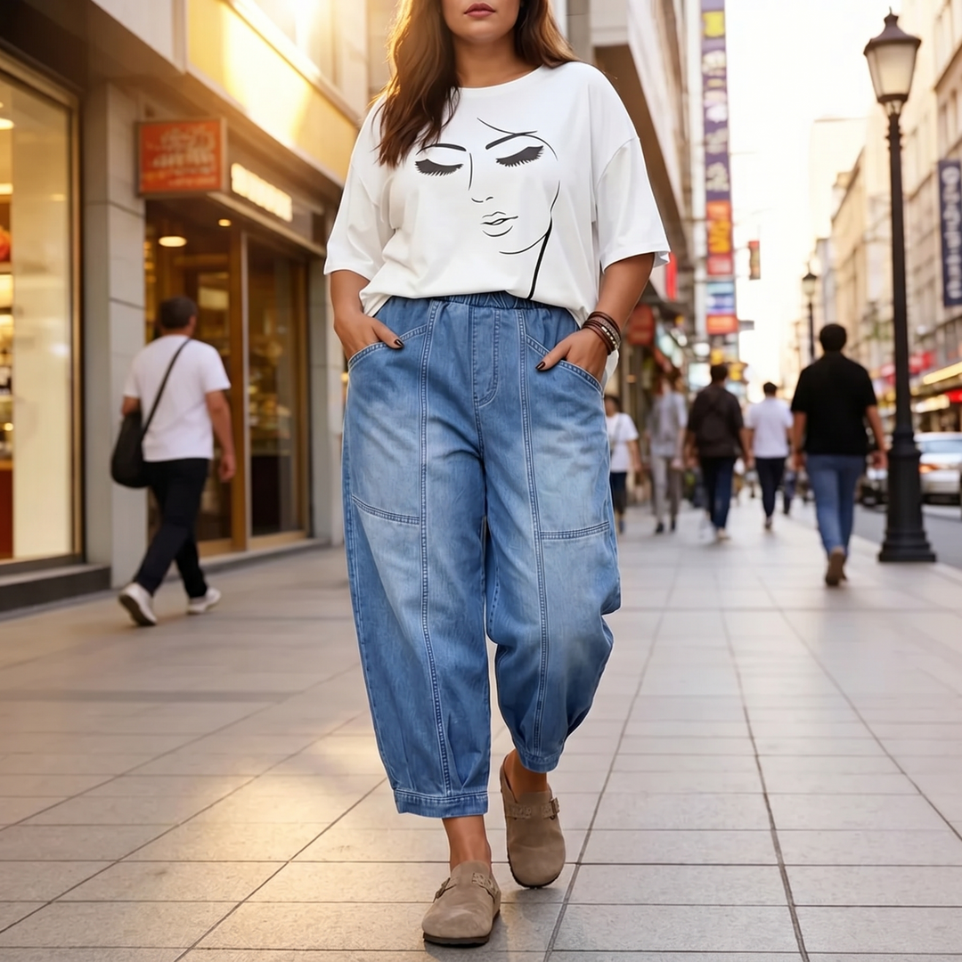 Loméa™ – Relaxed Elastic Waist Denim Trousers