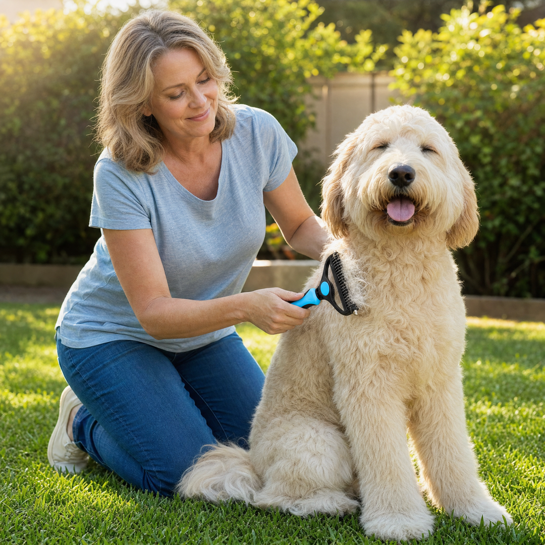 Furmela™ – Double-Sided Dematting Brush for Shedding Dogs