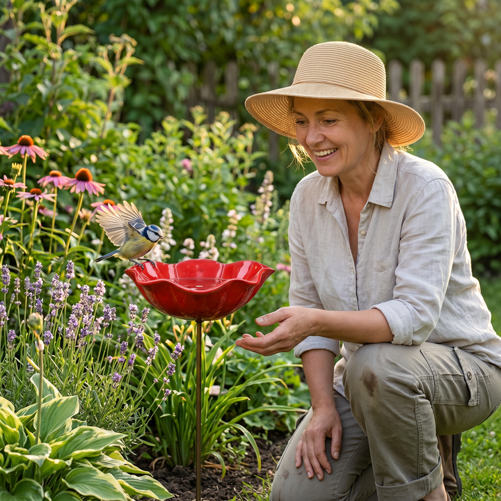 Petalune™ – Handcrafted Flower Bird Bath Garden Stake