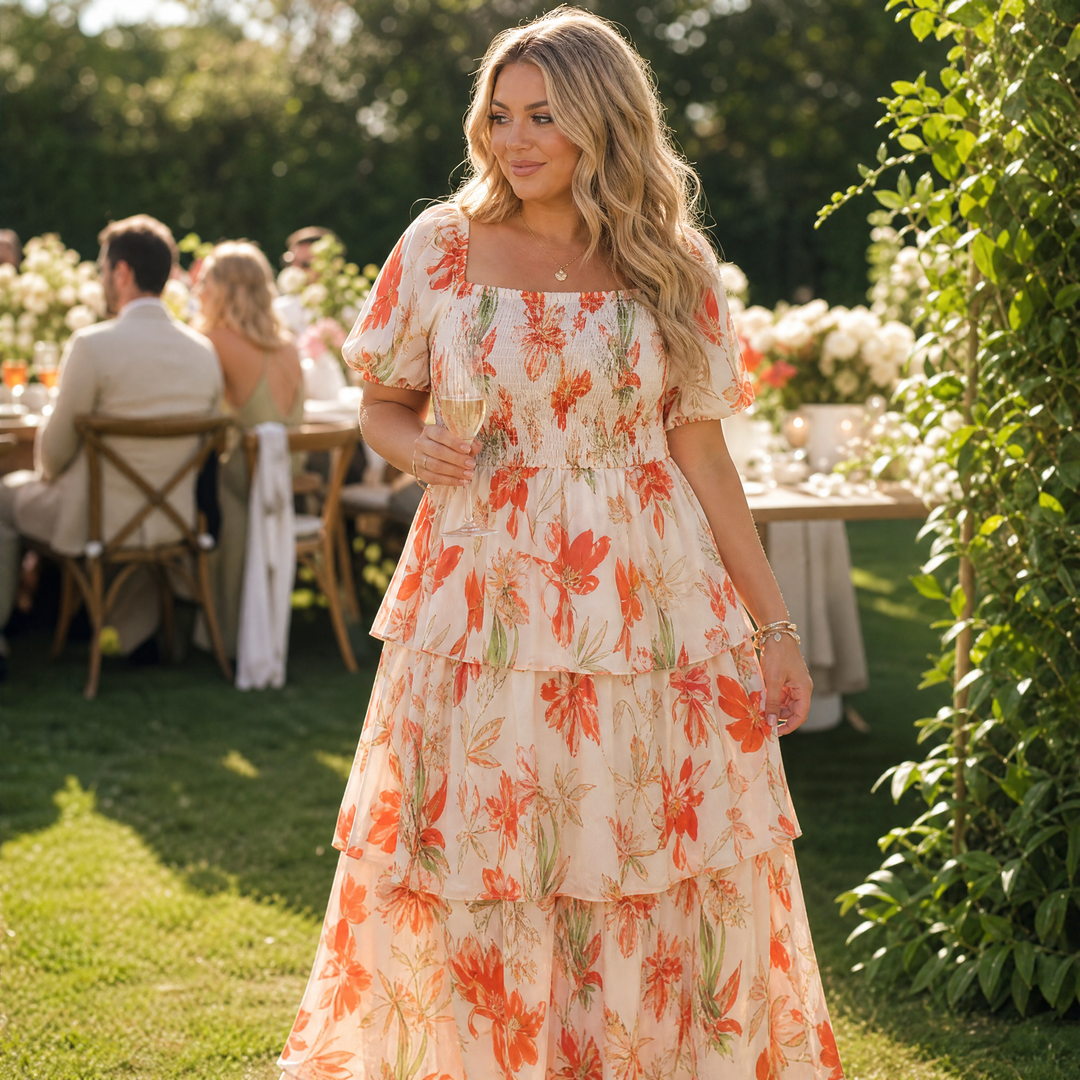 Florenza™ – Smocked Square-Neck Floral Maxi