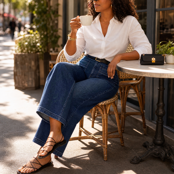 Vellora™ – Patch-Pocket Wide-Leg Jeans