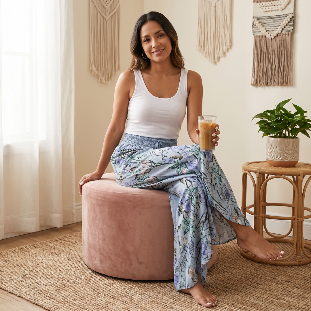 Lunavia™ – Boho Floral Wide-Leg Pants with Split Front