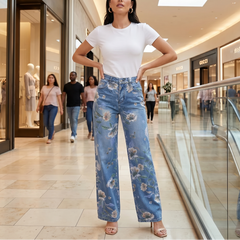 Blomara™ Floral Print Wide-Leg Jeans