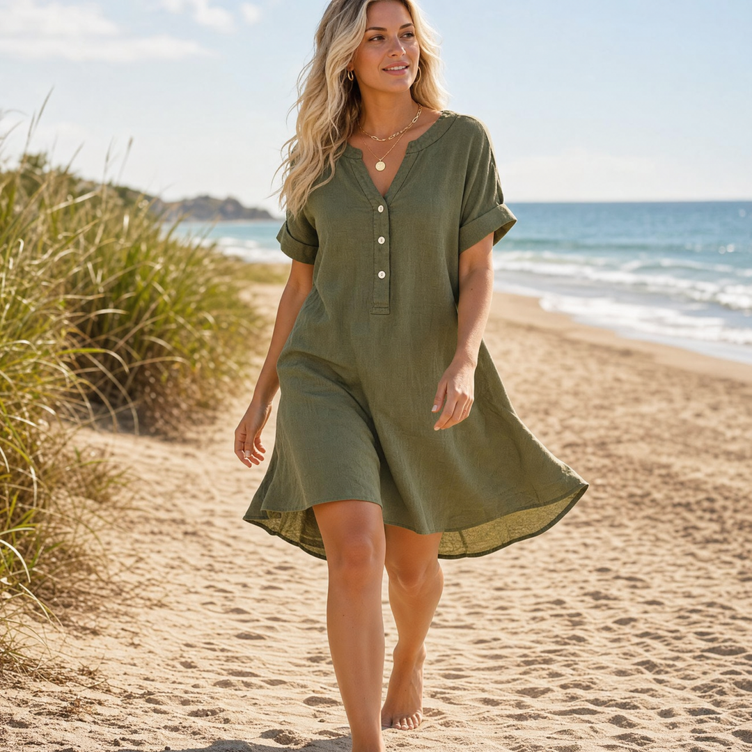 Sunhara™ – Breezy V-Neck Boho Sundress with Pockets