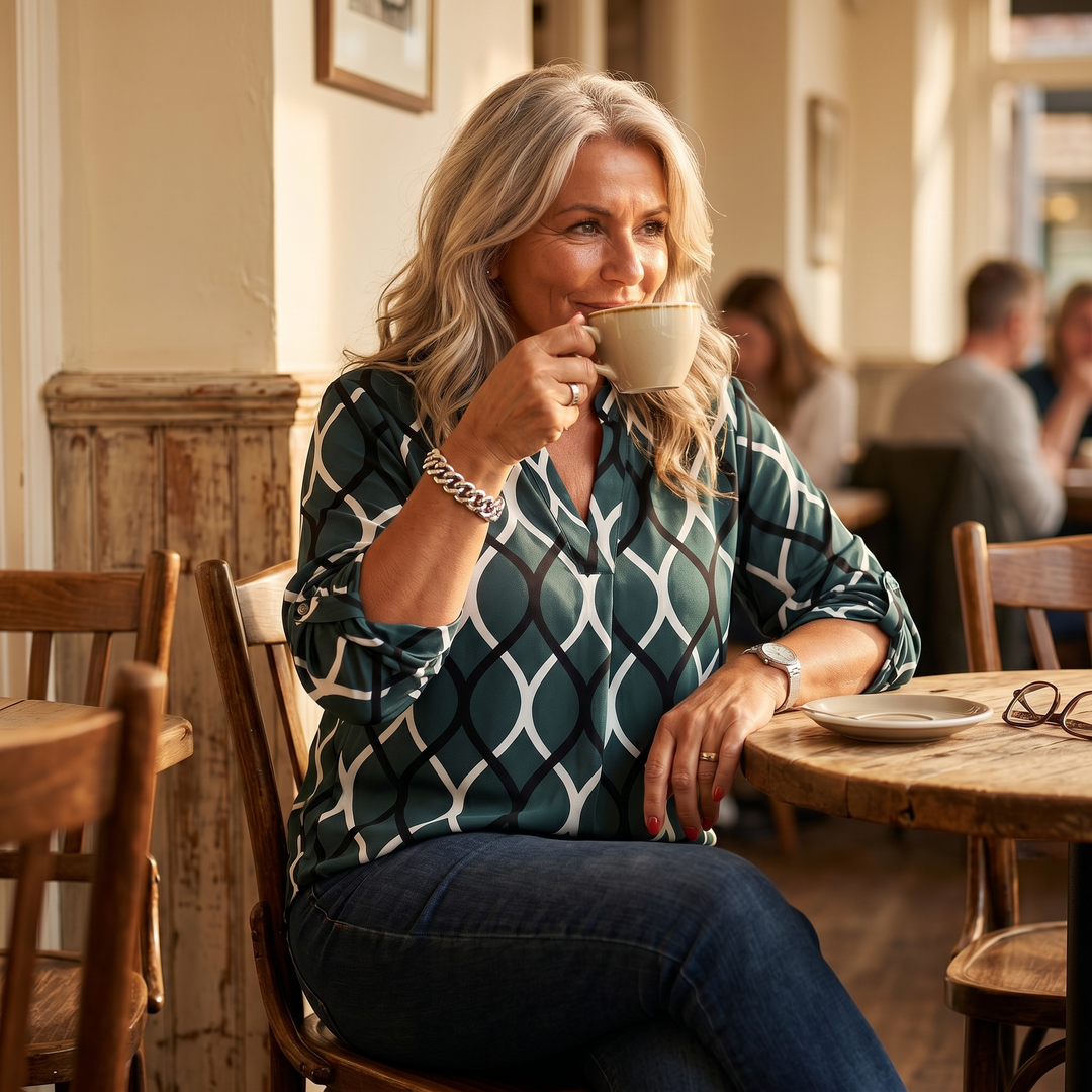 Nora™ – Flowy Printed V-Neck Blouse
