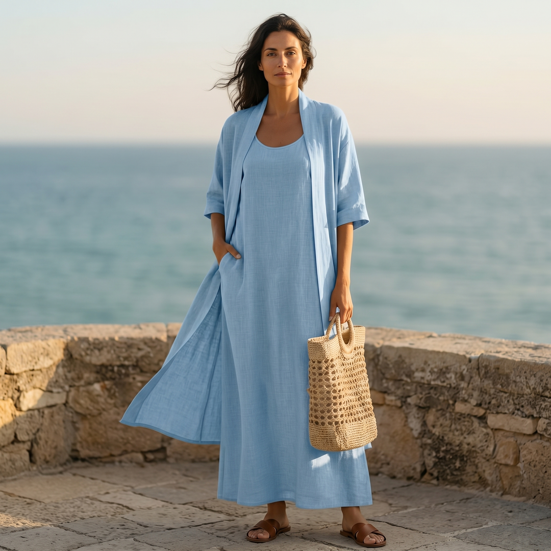 Lunavia™ Linen Cotton Two Piece Set with Duster