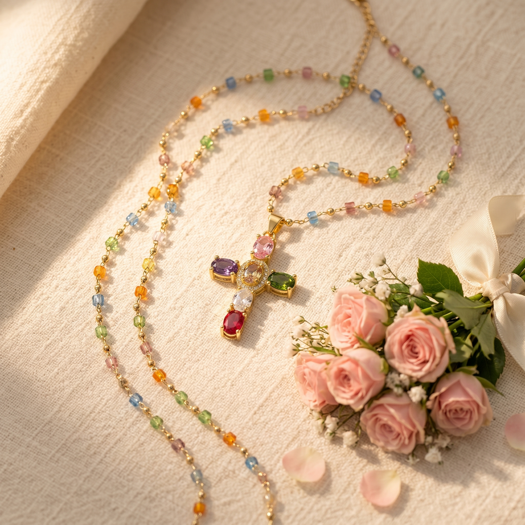 Lumora™ – Rainbow Cross Pendant Necklace