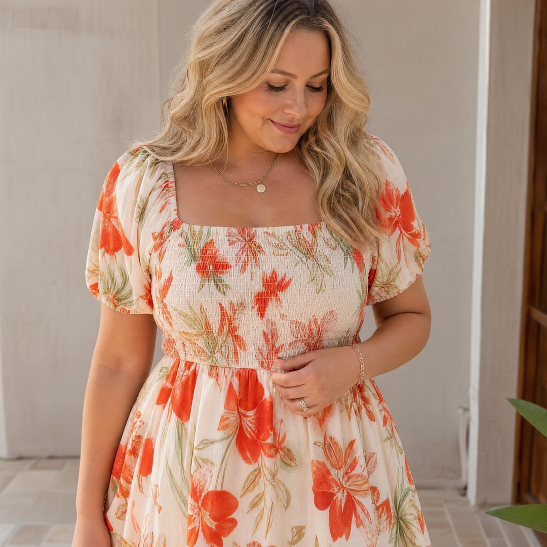 Florenza™ – Smocked Square-Neck Floral Maxi