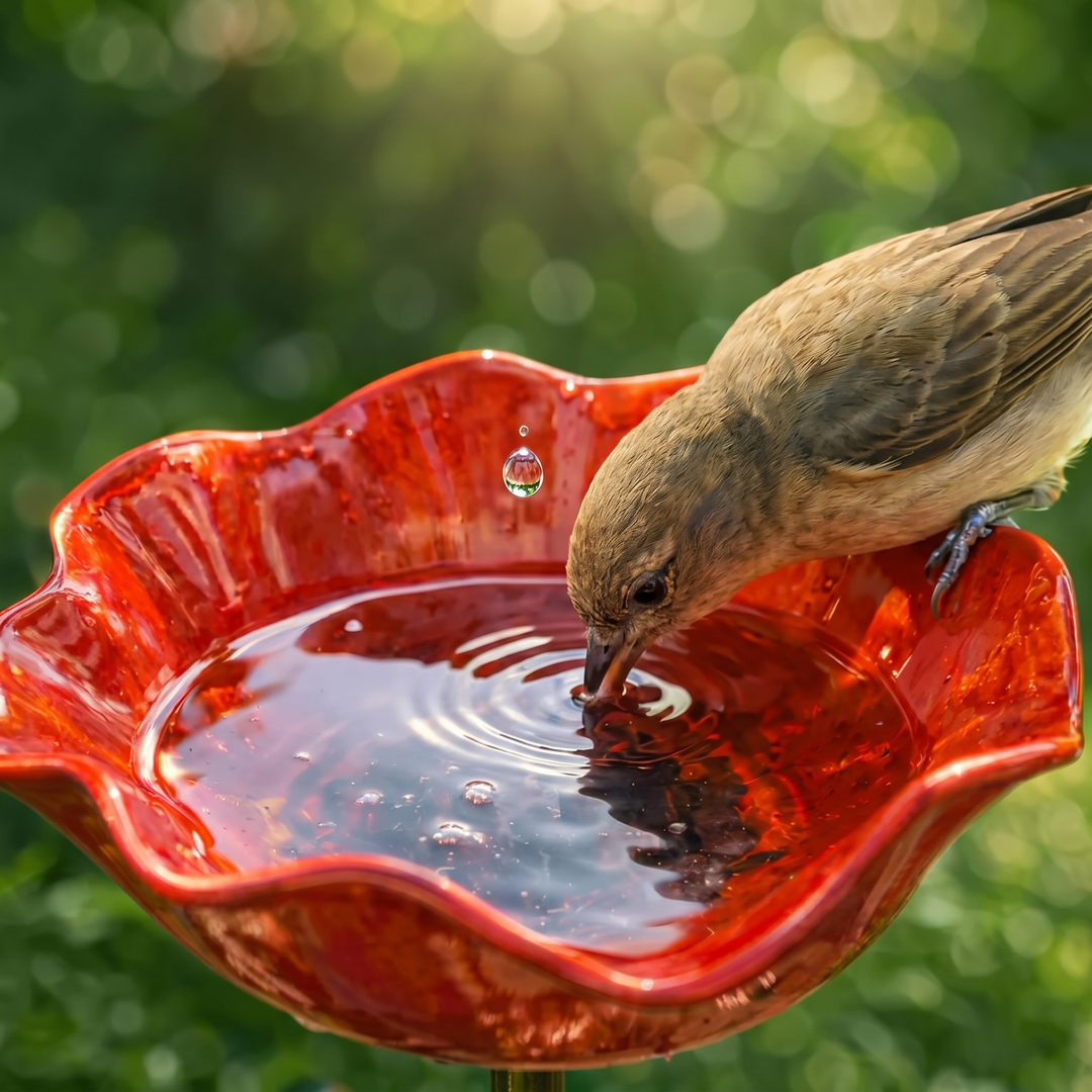 Petalune™ – Handcrafted Flower Bird Bath Garden Stake
