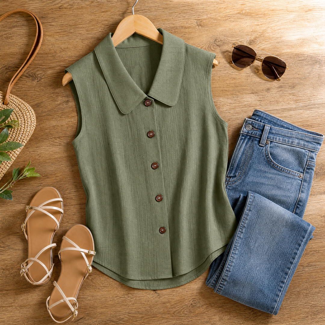 Linora™ – Breezy Collared Summer Top