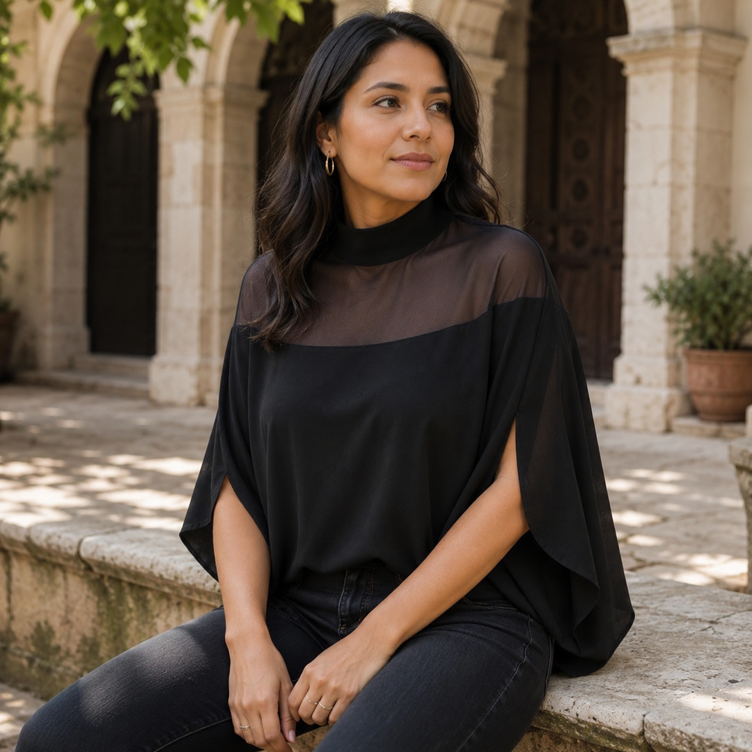 Florenza™ – Mesh Yoke Batwing Blouse