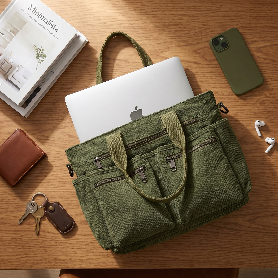 Lunavia™ - Corduroy Utility Tote with 6 Pockets