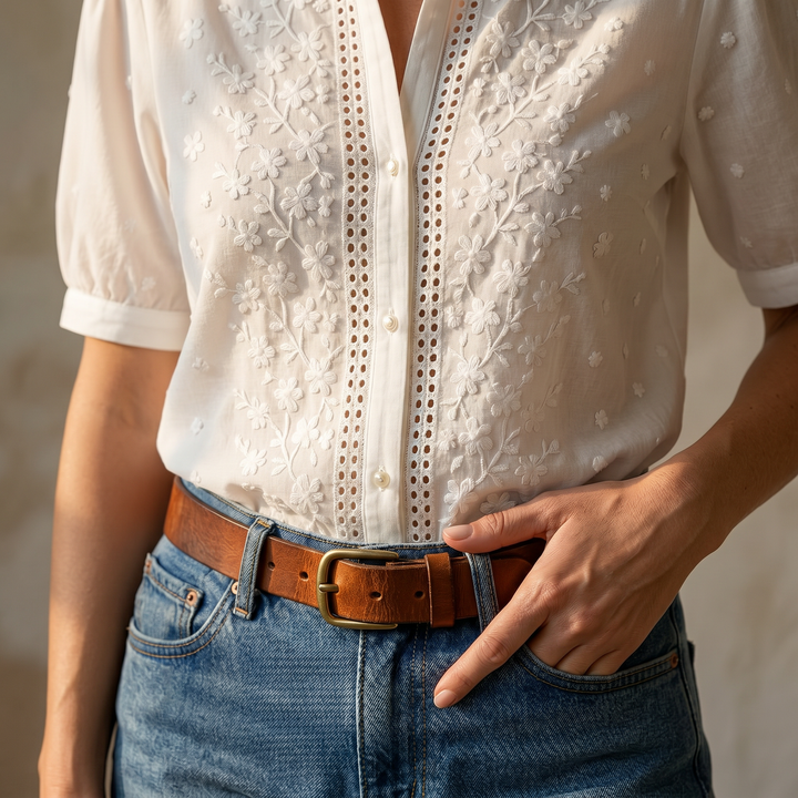 Lunelle™ - Embroidered White Blouse for Everyday Elegance