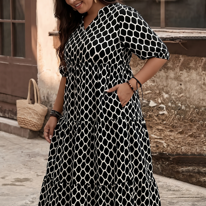 Curvella™ – Boho Maxi Dress with Pockets