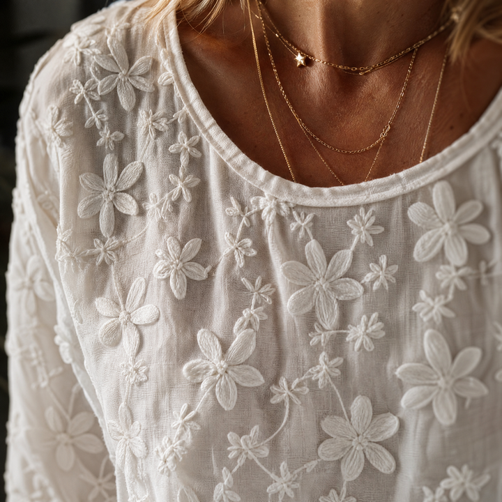 Floralé™ – Embroidered Floral Peplum Blouse