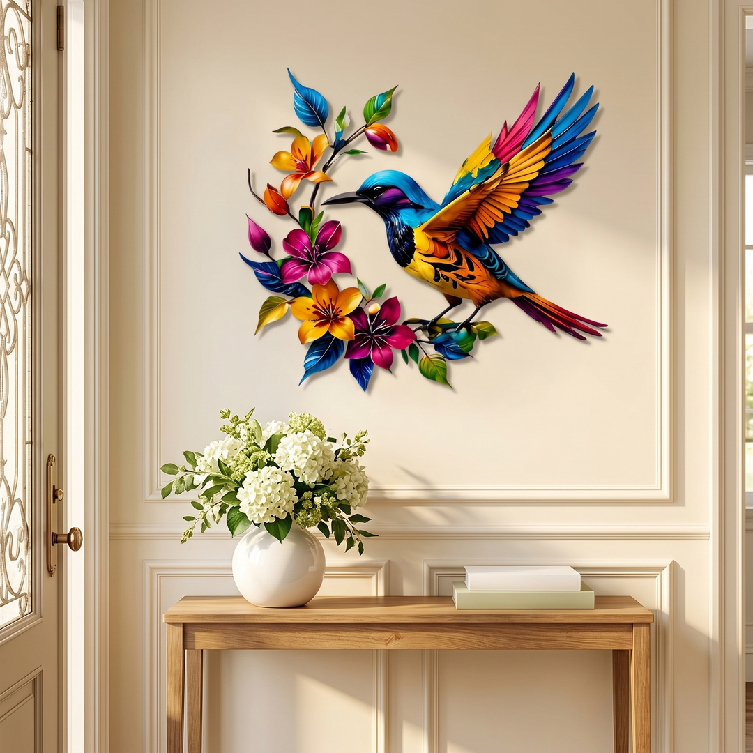 Bloomfinch™ – Hand-Painted Metal Hummingbird Wall Art