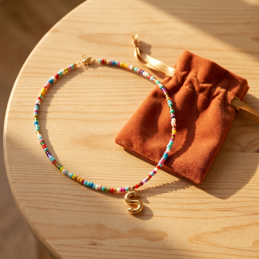 Liora™ Colorful Beaded Initial Necklace