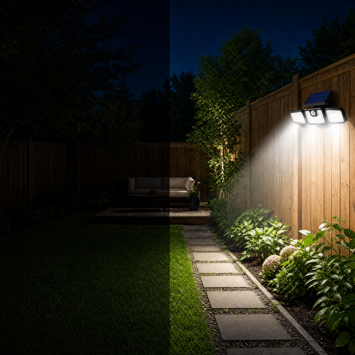Northwall™ – 3-Head Solar Wall Light with Motion Sensor