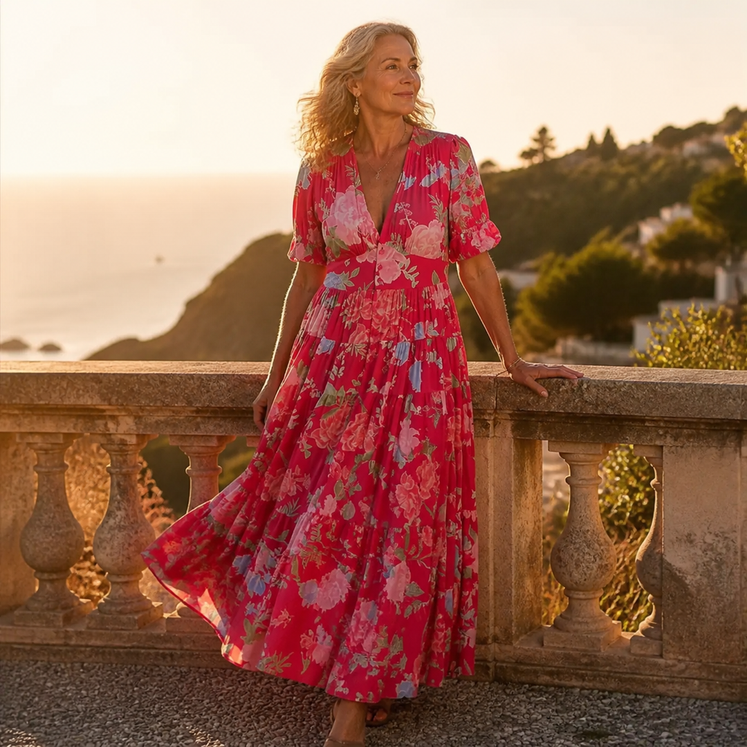 Minelda™ – Flowing Floral Maxi Dress