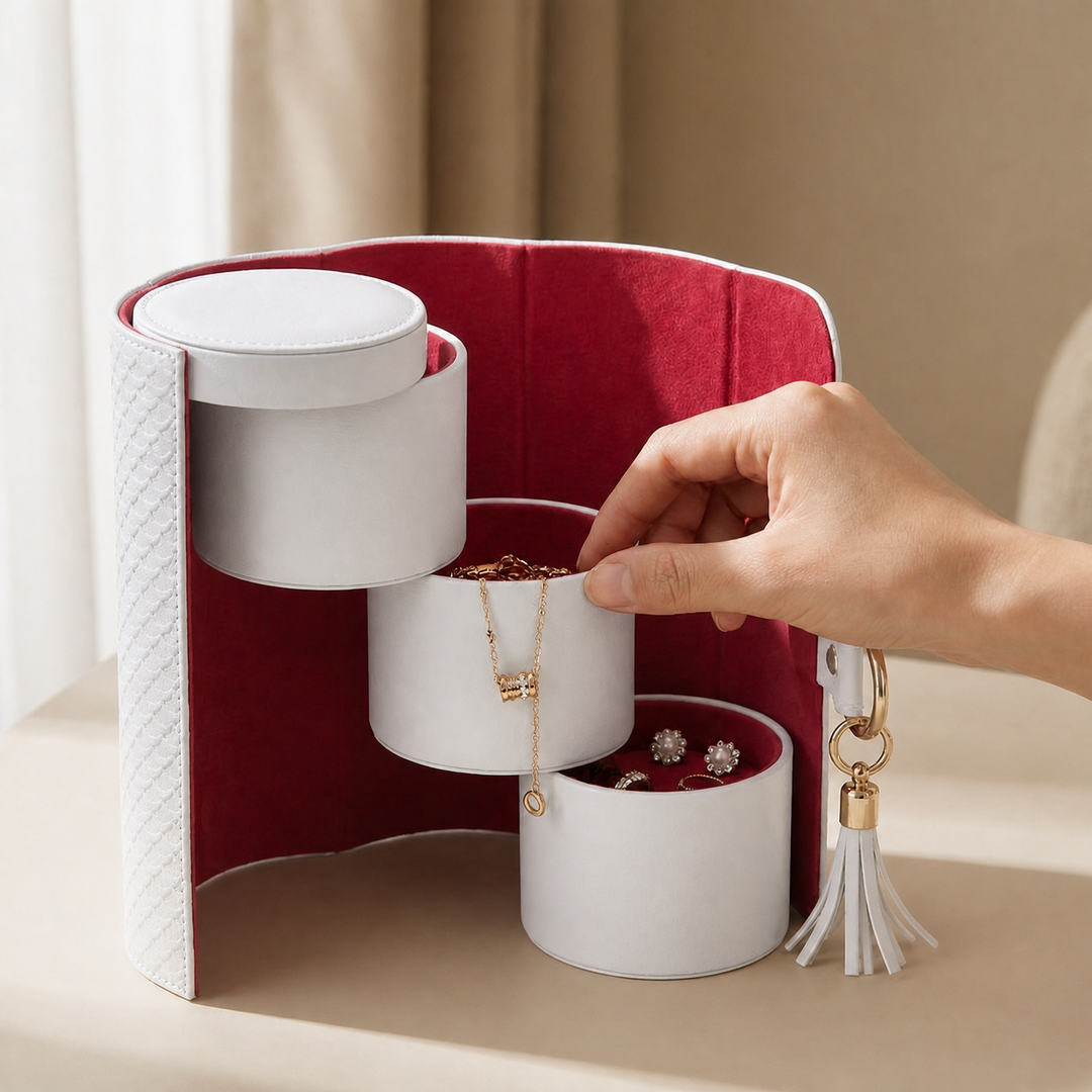 Velora™ – 3 Tier Travel Jewelry Roll