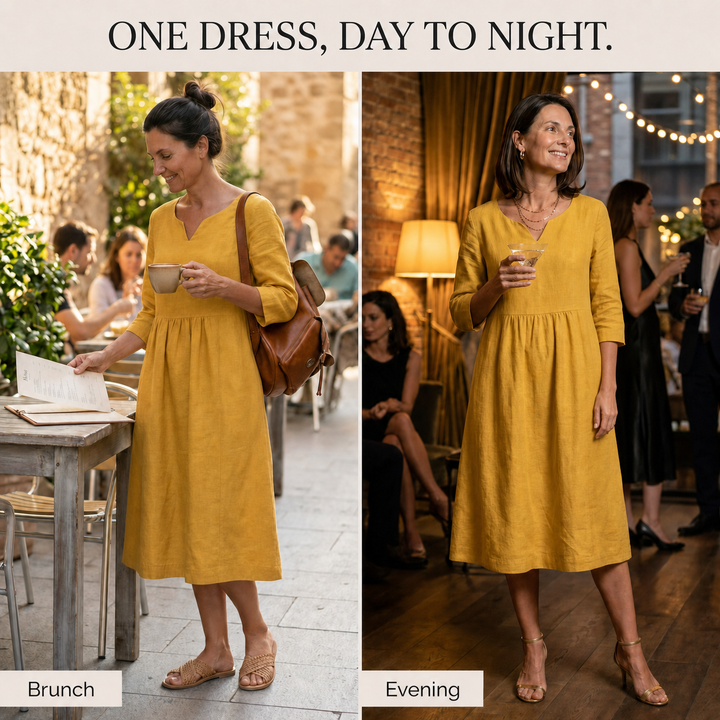 Solenne™ – Relaxed V-Neck Midi Dress