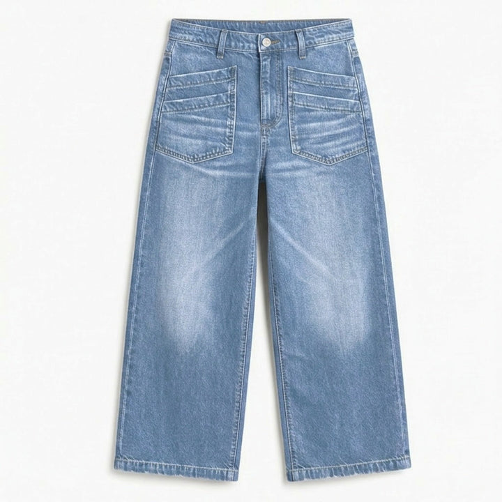 Vellora™ – Patch-Pocket Wide-Leg Jeans