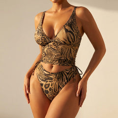 Lunavia™ – Lined Leopard Plunge Bikini Set