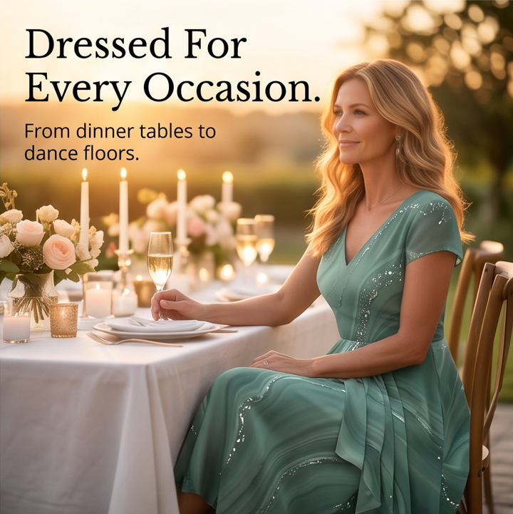 Osyla™ - Flowing Marbled Midi Dress for Special Occasions